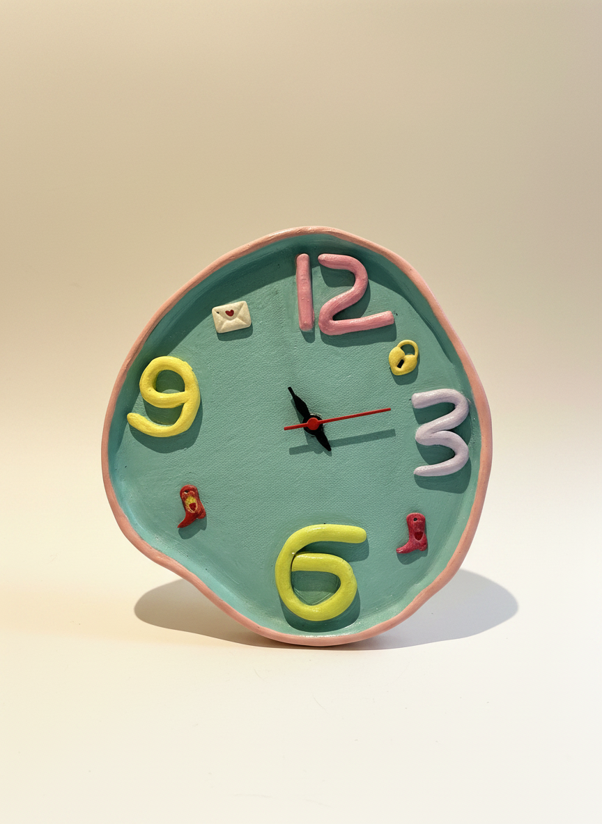 Handmade Ceramic Wall Clock — alternate view