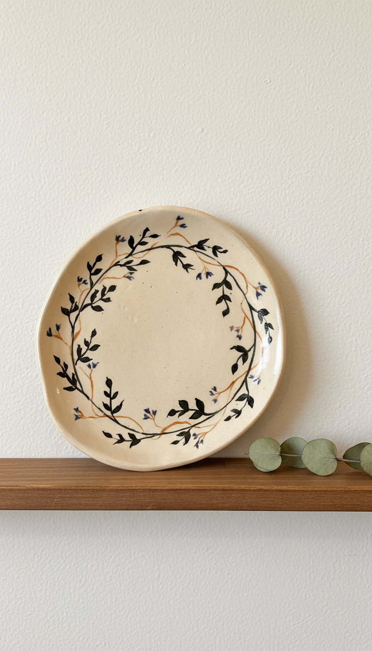 Wildflower Wreath Plate — lifestyle_wall-display-shelf